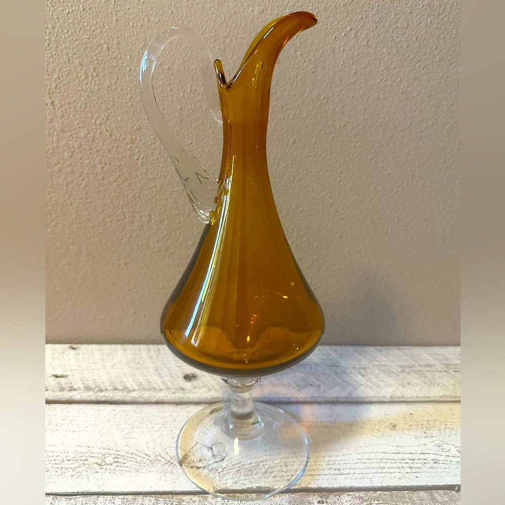 Vintage Handblown Amber Glass Decanter/Pitcher (early/mid 1900’s era)